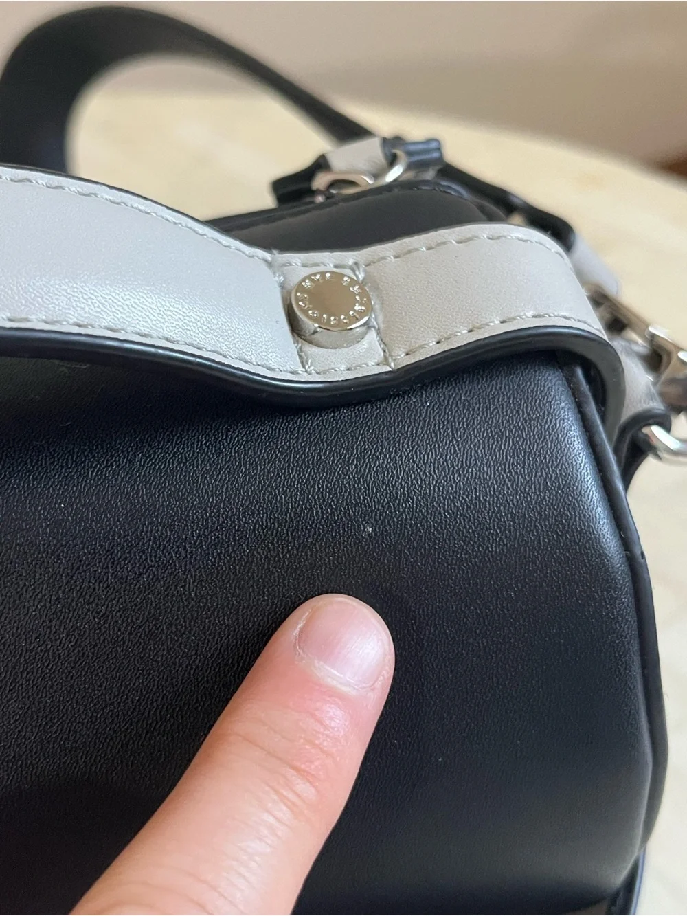 Upper West Side Barrel Bag Vegan Leather Adjustable/Removable Strap Black/Gray - Picture 9 of 16